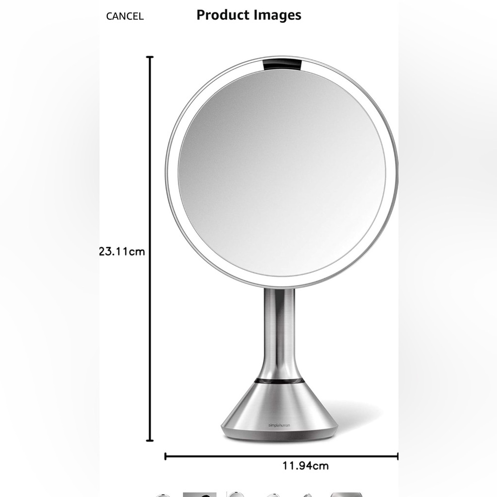 Simplehuman Silver Round Sensor Mirror - Picture 3 of 3